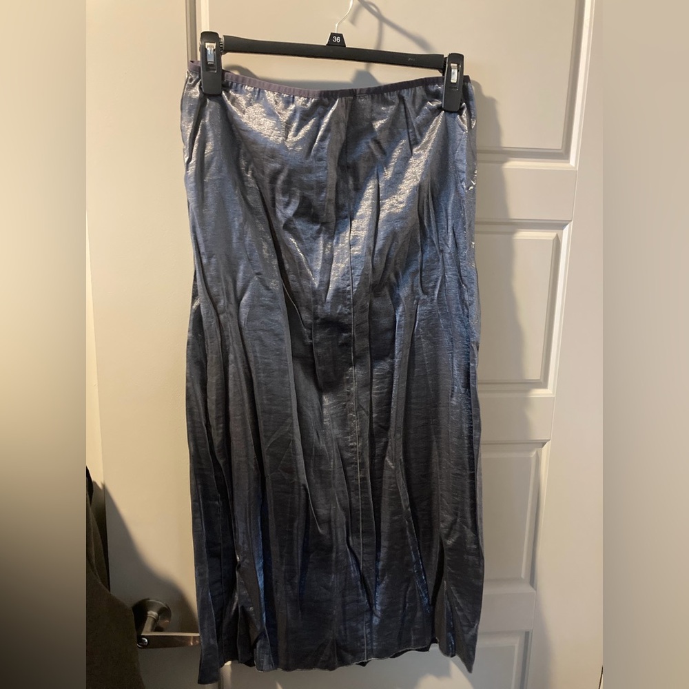Zara Metallic Gray Maxi Skirt
